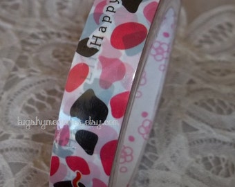 Deco Tape Kawaii Shades of Pink and Black Happy Life 15m