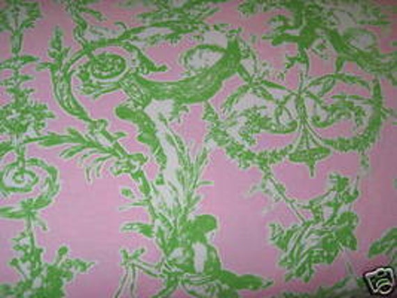 Boutique Pink Green Toile Rib Knit Fabric By Funkaliciousfabrics