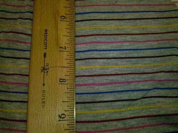 Rainbow Stripes on Grey Knit FAbric