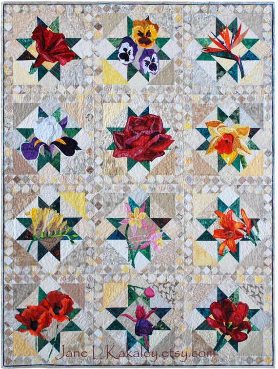 Art Quilt Pattern All TWELVE patterns PDF Floral Applique