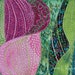 Quilt Art - Zantedeschia Aethiopica - Pink & Green Waves Textile Fabric Wall Art
