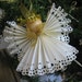 Angel Christmas Tree Ornament White Paper Lace Ribbon and Gold Angel Christmas Ornament