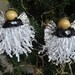 White Angel Christmas Ornaments Paper Crimp Angels Set of Two White and Black Angel Ornament