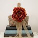 Wood Flower Girl Basket with Burnt Orange Flower