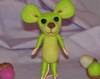 Needle Felted Lime Green Mouse FREE SHIPPING to US and Canada