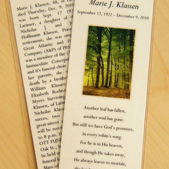 Laminated Memorial Cards Custom Design