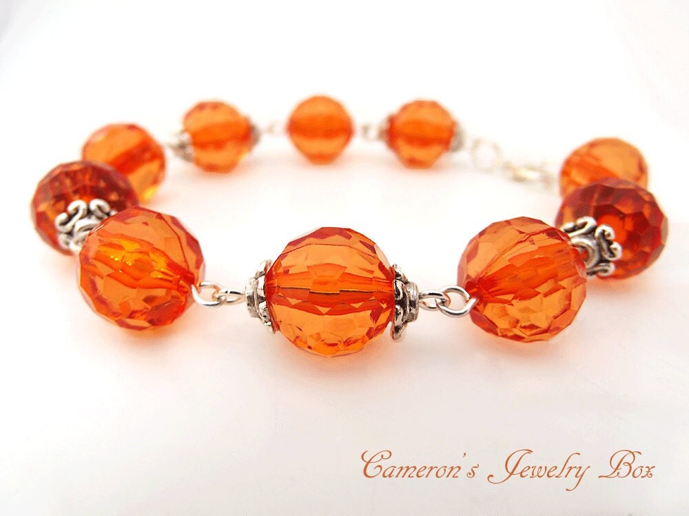 Tangerine Orange Bracelet Beaded Bracelet by CameronsJewelryBox
