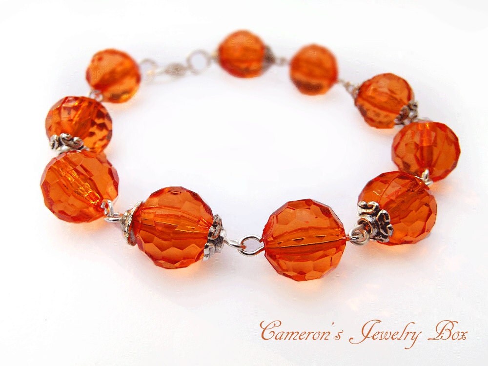 Tangerine Orange Bracelet Beaded Bracelet by CameronsJewelryBox