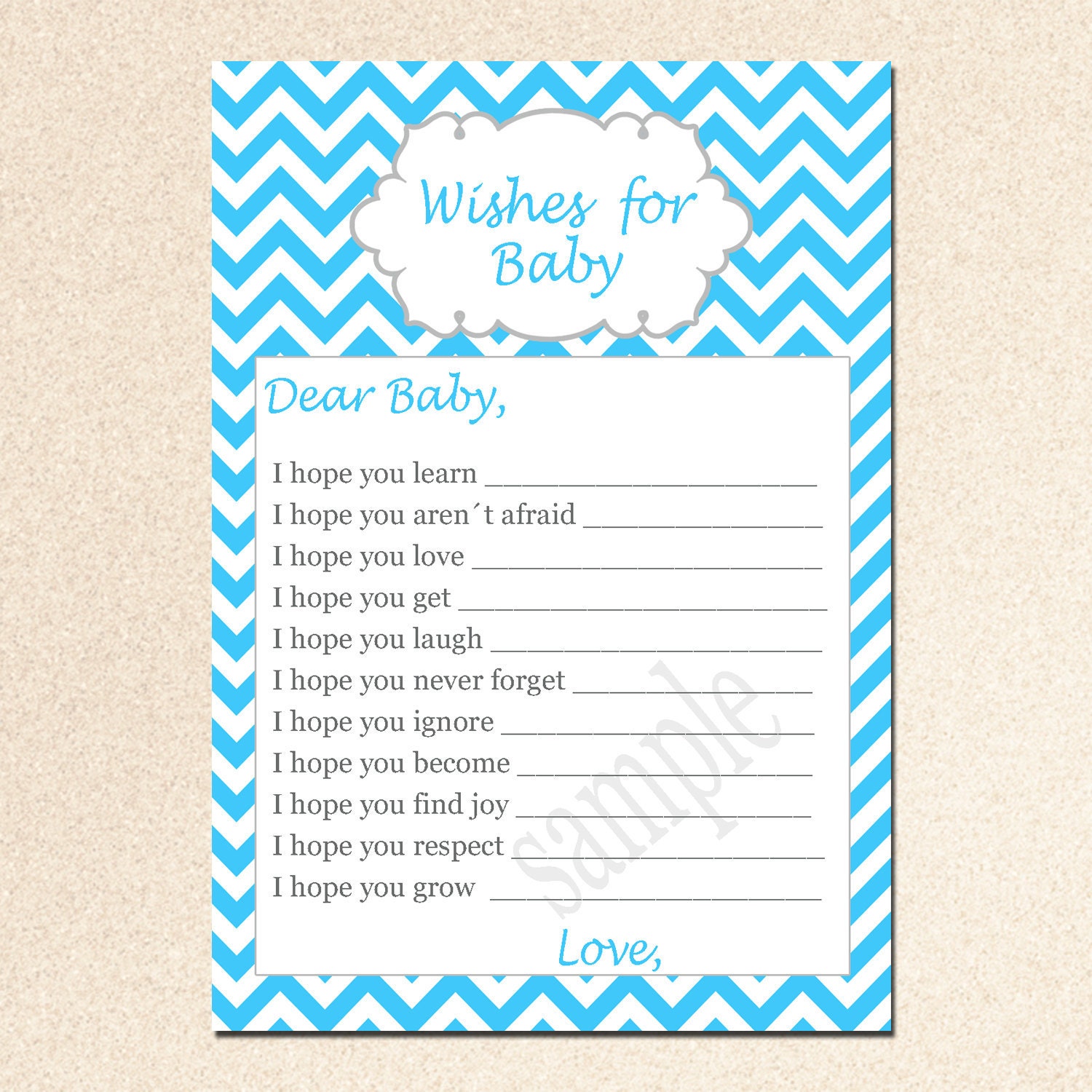 Wishes for Baby Card New Baby Messages Well Wishes Card Aqua