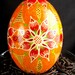Ukrainian Easter Egg, Pysanka, duck egg hand blown and decorated red and orange