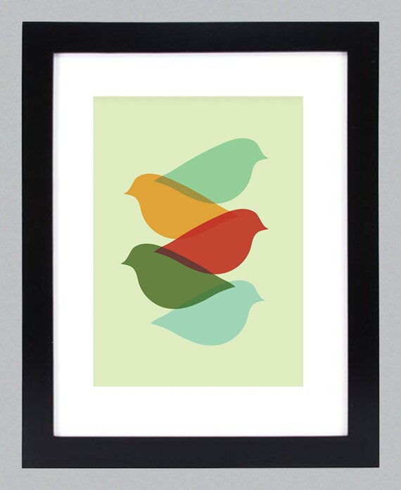 Mid Century Modern Bird Art Print // Free Shipping // Gifts