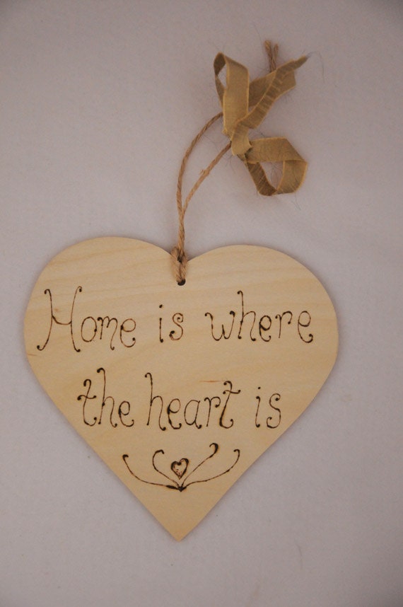 Heart sign Home is where the heart is wooden heart plaque