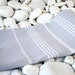 Best Quality Hand-Woven Turkish Cotton Bath Towel or Sarong- White Stripes on Pale Grey