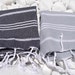 High Quality- Set of 2- Hand Woven Turkish Cotton Hand ,Head,Tea,Dish,Kitchen Towel or Unisex Neck Warmer-White Stripes on Grey and Black