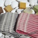 Set of 2-Soft High Quality ,Hand Woven Turkish Cotton Bath,Yoga Towel or Sarong-Black,Dark Gray,Light Gray,Red and Natural Cream Stripes