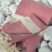 Set of 2-1 Turkish Bath Towel and 1 Turkish Hand Towel-High Quality Hand Woven Turkish Cotton Soft -Natural Cream and Red