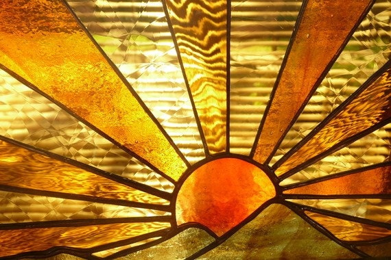 Sunrise/Sunset Over Hills in Stunning Stained Glass