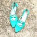 Vintage LEATHER JADE GREEN Fancy Heels.....size 6 1/2.....green. mod. witch. heels. shoes. pumps. leather. retro. classic