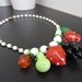 reserved for eileen - 1950's-60's fruit salad necklace glass fruit grapes strawberries novelty fruit necklace