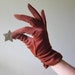 Wrist Length Brown Dress Gloves with Ruching