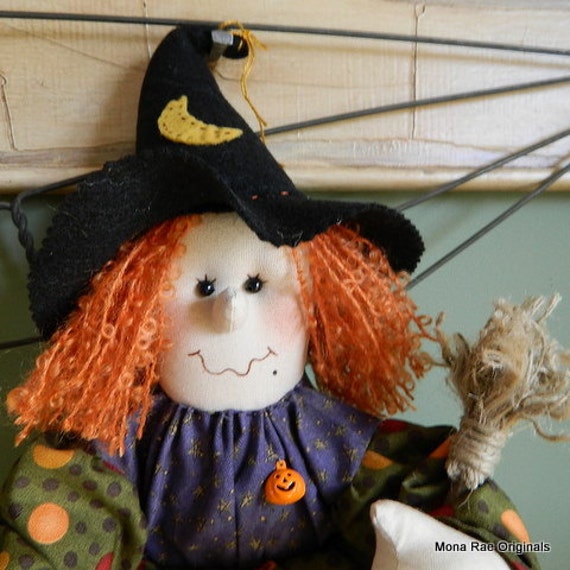 Halloween Witch Doll Dot 20 Inches Tall Orange Purple