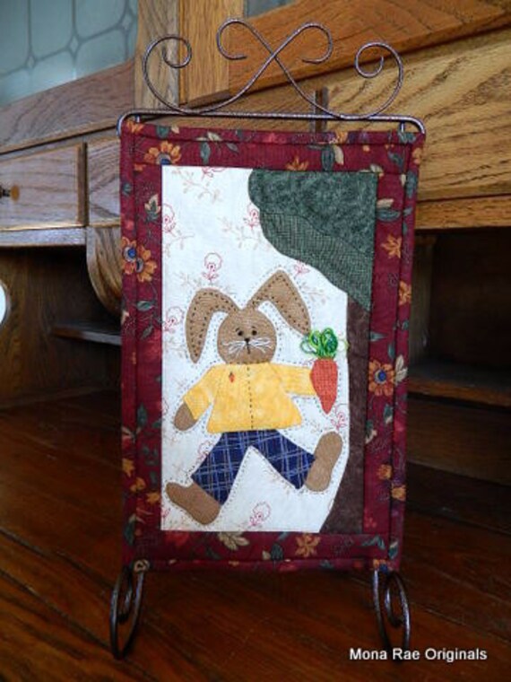 Easter Chocolate Bunny Quilt With Stand Handmade Original