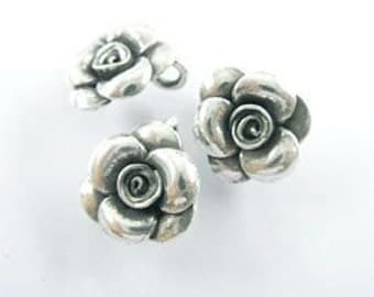 2 of Karen Hill Tribe Silver Rose Charms 12.8 mm. :ka1064