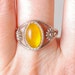 Vintage Baltic amber ring, filigree decor, Size 7