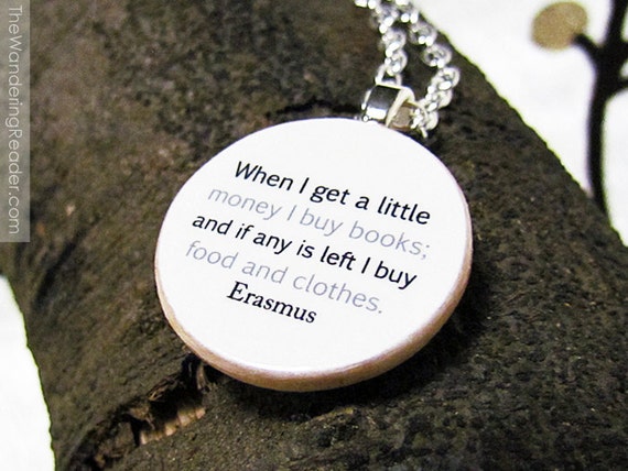 Items similar to Funny Literary Necklace with Erasmus Book 