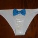 S White PVC basic underwear w/ bright blue bow (Artifice Clothing production sample)
