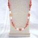 Long Necklace of Rust / Orange Botswana Agate and Fresh Water White and Orange Pearls