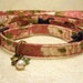 Small Dog Collar Leash Set - Pale rose Peonies on a medium rose background with a pearl and agate charm on antique brass.