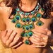 Peacock Feathers and Turquoise Necklace