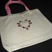 Canvas Tote Bag with Beautiful Heart of Rosebuds in Pink and Rose-MARKED DOWN