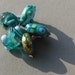 5 handmade lampwork Pandora-style beads in blue, green, turquoise by Flamejewels.