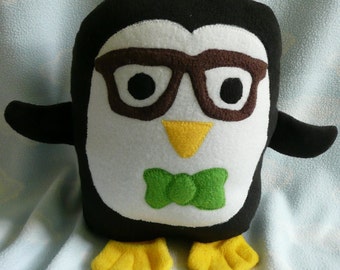 Plush Geek Penguin Pillow Pal, Baby Safe, Machine Washable