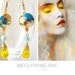 Filigree and Swarovski Crystal Golden Yellow and Blue Beaded Earrings - One of a Kind - Free Shipping U.S.