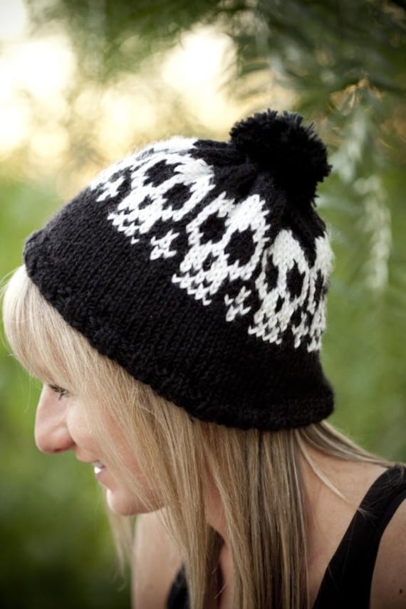 Items similar to Happy Skulls Beanie in Black and White on Etsy