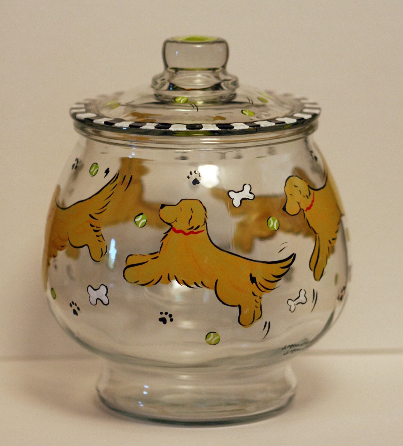 whimsical golden retriever treat jar tennis balls