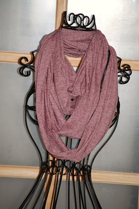 Jersey Knit Infinity Scarf in Dusty Pink with Grey Speckles