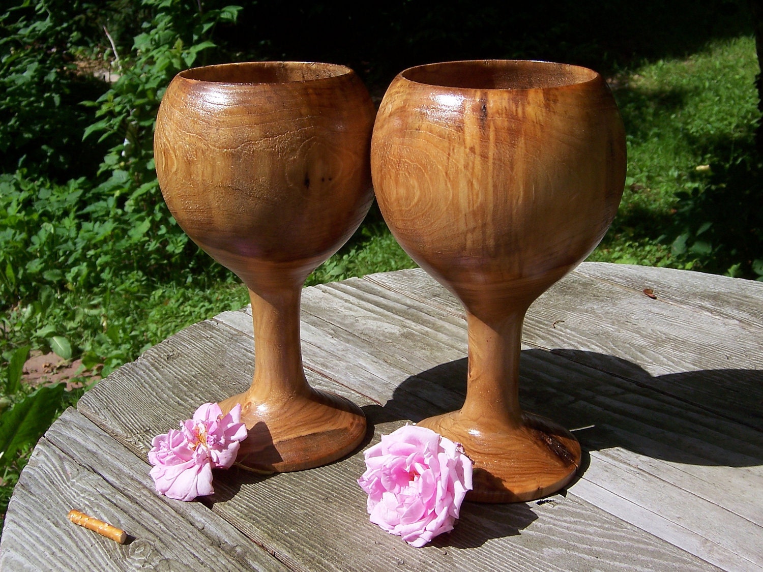 Hand Turned Wooden Wine Glass Set 6301