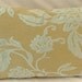 Laura Ashley "Tivoli" fabric cushion with duck egg blue cut pile velvet, with plain beige reverse
