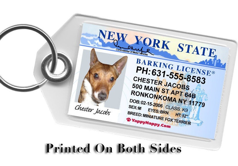 New York Drivers License Dog ID Tag