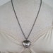 Vintage 70s Cottage Chic Traditional Silvertone Engraved Heart Locket Wheat Chain Necklace
