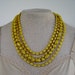 Vintage Retro Kawaii Graduated Multistrand Free Form Textured Yellow and White Bead Beaded Necklace