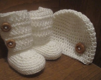 Crochet Baby Hat and Booties Set