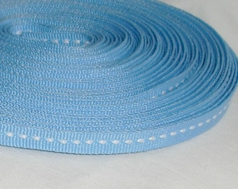 Ribbon / Light Blue Ribbon / Stitched 1/4" X 8 yards