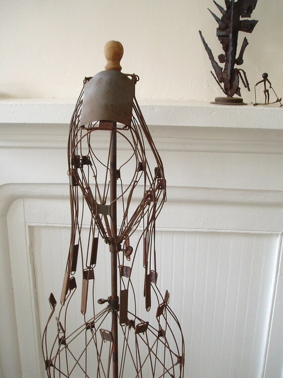 Antique Metal Dress Form Stand Morss & Whyte 1881 Wire Skirt