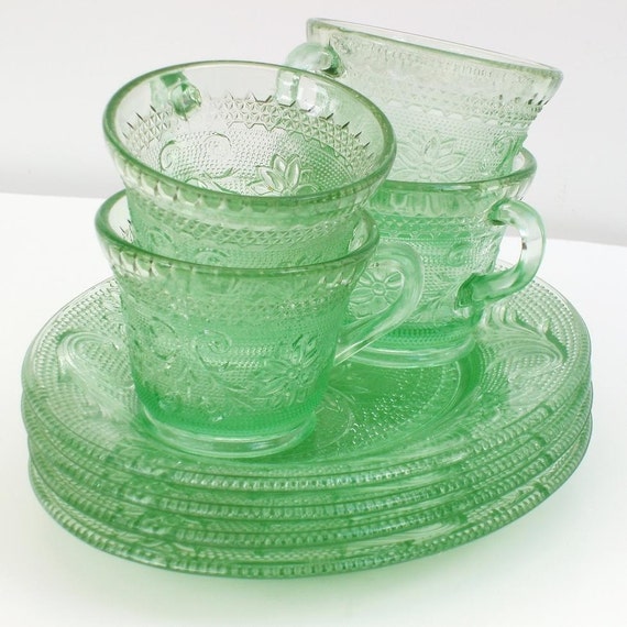 Green Depression Glass Depression Glass Green Glass Plates