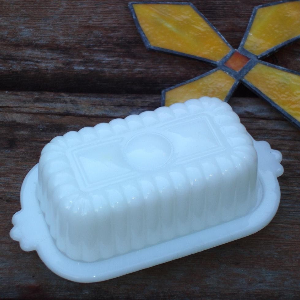 Vintage Milk Glass Vintage Butter Dish Mini Milk Glass